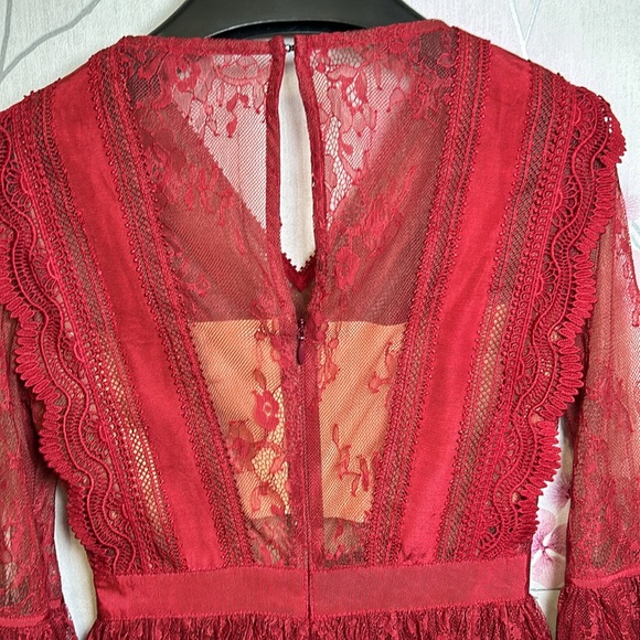 Self-Portrait size 2 red lace midi dress - Picture 11 of 16